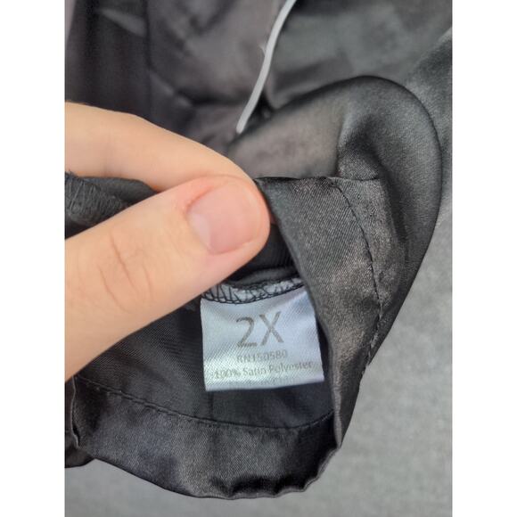 Alexander Del Rossa Palm Coast Florida Womans Satin Sleep Shirt Size 2X Black - Picture 11 of 11